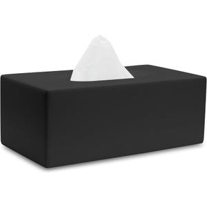 Matte Black Tissue Box Cover Rectangular, Facial Tissue Dispenser for Bathroom, Kitchen, Bedroom, Office, Hotel, Restaurant, Countertop, Nightstand, Car, and Desk