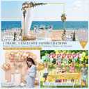 8.2FT Square Wedding Arch Backdrop Stand,Balloon Arch Stand, Metal Gold Backdrop Adjustable Stand Heavy Duty, Extra 2 Clamps Change Over The Table Rod Stand for Party Decoration,Garden Trellis Frame