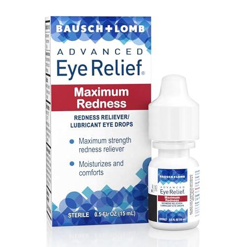 Bausch + Lomb Advanced Eye Relief, Maximum Redness Reliever and Lubricant Eye Drops, Soothes Burning & Irritated Dry Eyes, Moisturizes & Comforts, 0.5 Fl Oz