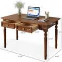 47" Solid Wood Writing Desk with Drawers – French Country Computer Desk for Home Office, Bedroom, Living Room, or Study (Walnut, 47 x 24 x 30 in)