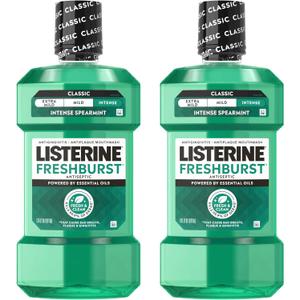 Listerine Freshburst Antiseptic Mouthwash, Spearmint, 33.8 fl. oz/1L x 2
Kills 99.9% of Germs That Cause Bad Breath, Fights Plaque & Gingivitis, ADA Accepted Oral Rinse, Intense Spearmint Flavor