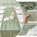 6 Pack Sage Green Cheesecloth Table Runner, 120 Inch Spring Boho Gauze Table Runners, Rustic Sheer Cheese Cloth Table Runners for Wedding, Baby Shower, Birthday Party, Home Decor