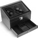Liliaafar Watch Winder for Automatic Watch, Rotating Watch Display Case Quiet Running Motor Watches Jewelry Box with Drawer for Men & Women Gift