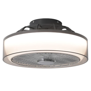 15.7" Ceiling Fan with Lights Remote Control, Low Profile Led Blade Ceiling Fan Enclosed Flush Mount Ceiling Fans with Timming for Bedroom, Living Room, 6-Speed Quiet DC, 3000-6000K, Gray