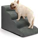 Dog Steps for Bed and Couch,4-Step Dog Stairs and Ramp for Small Dogs & Cats,Indoor Anti-Slip Pet Stairs for Old Cats and Puppy,Grey
