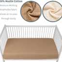 GUNTAIL Muslin Crib Sheets for Boys Girls 100% Cotton Fitted Baby Crib Sheet 2 Pack Soft and Breathable for Standard Crib Mattress & Toddler Mattress 52x28in (Beige & Coffee)