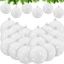 Liliful 24 Pcs White Snowball Ornaments 3" Glitter Christmas Ball Plastic Shatterproof Frosted Shiny Christmas Hanging Ball Holiday Iridescent Bauble Ornaments for Xmas Tree Decoration(Glitter)