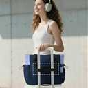 LOVEVOOK Tote Bag for Women, Puffy Work Tote with Large Cup Holder, Quilted Laptop Bag Travel Tote Shoulder Bag Handbag