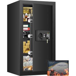 6.2 Cub Large Fireproof Safe Box for Home, Home Safes Water and Fireproof, Digital Security Safe with Combination Lock, 3 Removable Shelves, Anti-theft Fire Proof Safes for Document Money Valuables