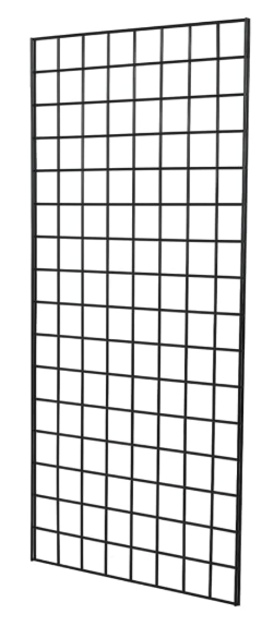 Grid Wall Commercial Grade Grid Panel Heavy Duty for Retail Display, 2' W x 4' H, Black (Pack of 6)