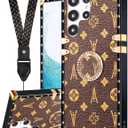 Loheckle for Samsung Galaxy S24 Ultra Case for Women Girls Teens Designer Cute Cases with Ring Stand Holder and Lanyard Stylish Aesthetics Tower Luxury Cover for S24 Ultra