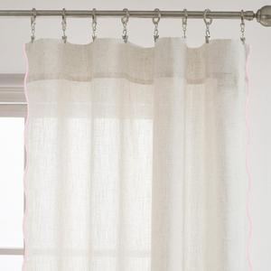 DriftAway Semi Sheer Scalloped Edge Linen Coastal Beach Window Curtains for Living Room Bedroom 2 Panels Rod Pocket Each Size 52 Inch by 84 Inch, Linen Pink, 52"W x 84"L (Pack of 2)