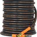 Pressure Washer Hose 50 ft, 4200 PSI Steel-Braided & Durable - Flexible & Kink-Resistant, Power Washer Hose with 3/8" Swivel Quick Connect, Hot/Cold Water Compatible - 50 Foot, Black