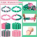 Chuangdi 48 Set Pink and Green Party Favor Wizard Bracelets Friendship Graduation Gift Bulk for Women Witch and Princess High Elastic Hair Tie Hair Accessory Decoration for Birthday Party Bachelorette