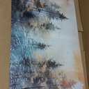 Landscape Canvas Wall Art Forests Picture Pine Trees Painting Vintage Watercolor Prints for Living Room Bedroom Bathroom Home Office Decor Framed(Art-4,16.00x24.00 inch)