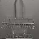 YASONIC Shower Caddy Hanging - Never Rust Shower Organizer - Aluminum Over The Head Caddy with 10 Hooks for Razor/Sponge - Rack with Soap Basket - Silver