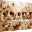 Jesus Last Supper Canvas Wall Art Christian Bible Story Wall Decor Picture Jesus and Twelve Apostles Poster Print Painting for Living Room Bedroom Church Artwork Home Decoration Ready to hang (36L" x 24W")