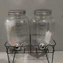 Style Setter Clifford Set of 2 Beverage Dispensers with Infuser & Metal Stand, Silver Lid, Cold Drink w/ 1 Gallon Capacity Glass Jug and Acrylic Spigot