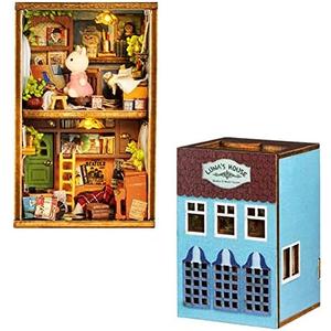 Mini 3D Wooden Doll House Craft Model with LED,DIY Miniature and Furniture Dollhouse Kit,Creative Room Idea for Valentine's Day Birthday Gift (Luna's Apartment)