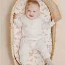 Konssy Muslin Bassinet Sheets for Baby Girl Boy, 2 Pack Soft Breathable Baby Bassinet Mattress Sheets Fit for Hourglass Oval Cradle, Moses Basket Rectangle Mattress (Floral, Pink)