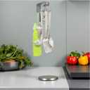 360Rotating Kitchen Utensil Rack n Phone Stand| Wall Mount Free Drilling Adhesive Utensils Hanging Holder with 6 Hooks| for Kitchen Tools n Gadgets