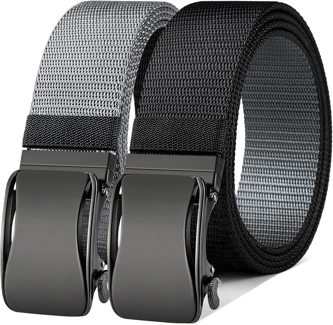 BULLIANT Mens Ratchet Belt Reversible,Web Nylon Casual Belt for Gift Men Golf Hiking Pants Jeans 2 In 1 (34"-40"Waist Adjustable)