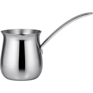 Natier 20 oz Stainless Steel Turkish Coffee Pot  Milk Butter Chocolate Warmer, Cezve Ibrik Briki Stovetop Coffee Maker & Sauce Pan, Greek Arabic Coffee Maker, 18/8 Steel with Non-Drip Spout