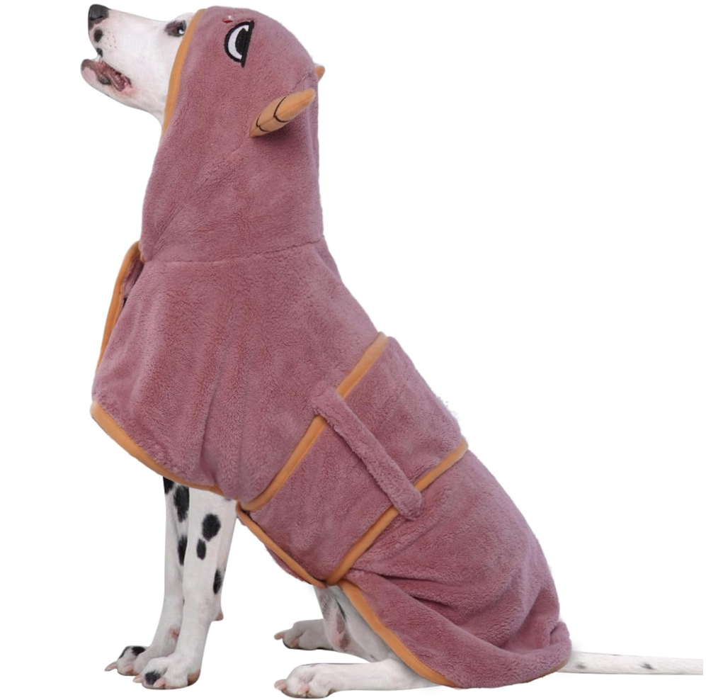 Microfibre Dog Drying Coat, Super Absorbent Towel, Magic Sticker & Belly Strap - Dog Robes for After Bath, (XL, pink)