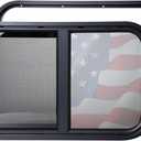 24"x15" RV Sliding Window - Horizontal Teardrop Style, DOT-Certified Tempered Glass & Trim Kit, Aluminum Alloy Frame w/Mesh Screen