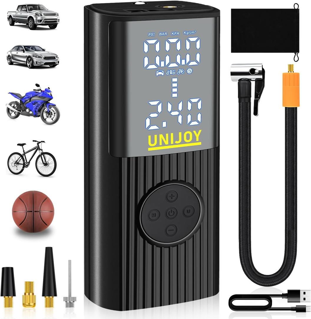 Cordless Car Tire Inflator Air Pump - 180 PSI Portable Air Compressor with 9000mah Rechargeable Battery for Motorcycles Bicycles Sports Balls (Black)