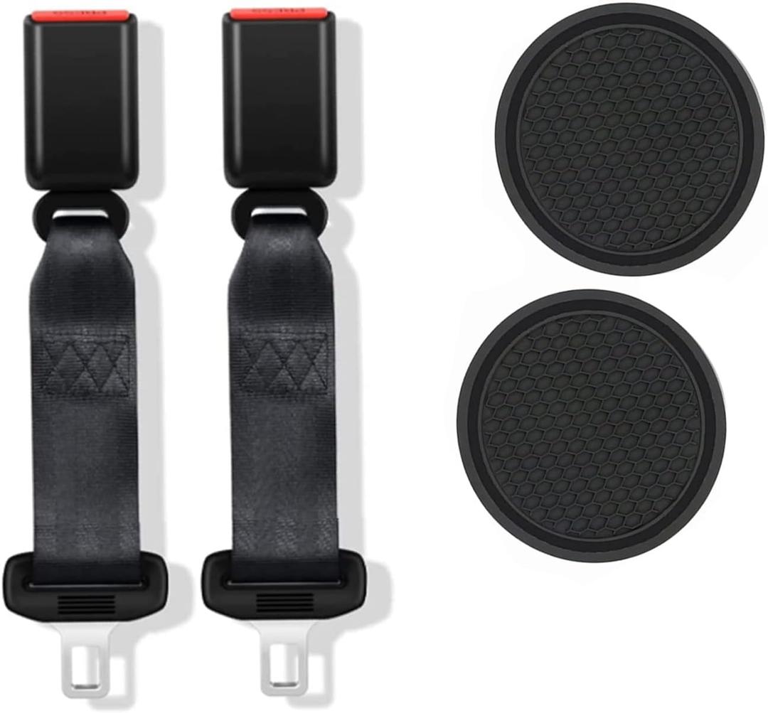 2+2Car Coaster, Black, Soft PVC,Anti-Slip, Easy to Clean, Round Cup Holder Insert Mat