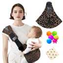 Baby Sling Carrier Adjustable Baby Sling 2025 Upgraded Toddler Sling Comfortable Baby Wrap Carriers Ergonomic-Designed, Travel Friendly Carrying 10-45 LbsLeopard