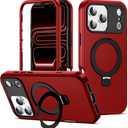 Compatible with iPhone 17 Pro Case 6.3''with Magnetic Ring Stand [Military Drop Protection][Compatible with Mag-Safe] Shockproof 17 Pro Phone Case for Men Wowen,Red