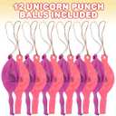 ArtCreativity Unicorn Punch Balls, Set of 12, Durable Balloons with Rubber Bands Attached, Great Unicorn Party Favors and Decorations, Goodie Bag Fillers for Kids in Assorted Fun Colors