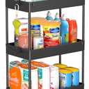 SPACEKEEPER Rolling Storage Cart 3 Tier Bathroom Cart Organizers with Wheels Laundry Room Organization Mobile Shelving Unit Utility Cart Storage Shelves Multi-Functional for Office, Home, Black