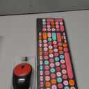 Wireless Keyboard and Mouse Combo, Retro Typewriter Keyboard with Round Keycaps, 2.4GHz USB Cute Wireless Keyboard Mouse for Computer, Desktop, Laptop and Computer (Black-Colorful)