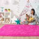 Noahas Fluffy 8x10 Area Rugs for Living Room,Shaggy Hot Pink Rugs for Bedroom Girls,Thick Shag Throw Carpet,Soft Non-Slip Dorm Nursery Kids Rug Home Decor Aesthetic