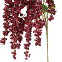 2Pcs Wisteria Artificial Flowers Branches 43In Fake Wisteria Floral Hanging Plant for Party Floor Vase Balcony Wedding Floral Arrangement Decoration (Red)