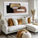 NBAODAN Minimalist Room Decor Black Brown and White Wall Art Modern Abstract Wall Decor Gold Foil Painting on Canvas Artwork for Living Room Bedroom 24x48 Inch