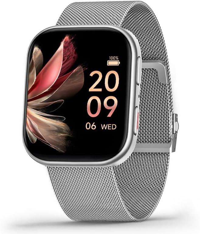 FITVII Health & Fitness Tracker (Answer/Make Calls), Smart Watch with 24/7 Heart Rate and Blood Pressure, Sleep Tracking, Blood Oxygen Monitor, 120+ Sport Modes Activity Tracker for Women Men (Silver)