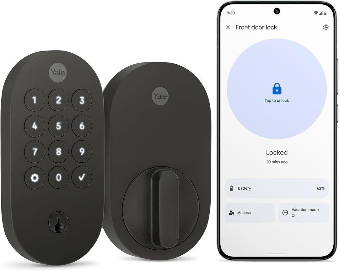 Yale Matte Black Keyed Deadbolt Smart Lock with Google Matter, YRD510-MT1-BLK
