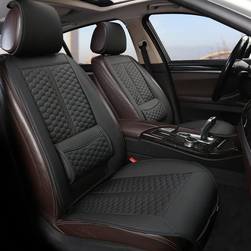 Black Panther Car Seats Covers, 1 Pair Universal Sideless Driver Seat Protectors, with Lumbar Support and Headrest Cover (Black)
