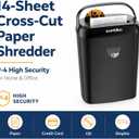 Suntiko 14 Sheet Cross Cut Paper Shredder for Home Office Use with P-4 High Security and 6.6 Gallon Bin for Credit Cards CDs or Staples ETL Certified Black