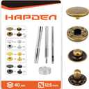 Leather Snaps and Fasteners Kit，12.5mm 40 Sets Metal Snap Buttons with Setter Tools， Sewing Snaps for Clothing，Fabric，Leather, Clothes, Jackets, Bags, DIY Crafting（Bronze）