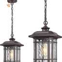 Emliviar Dusk to Dawn Outdoor Pendant Light, 14.2", 2084H-M-PC ORB-SW