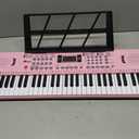 61 Key Keyboard Piano, Digital Kids Piano Keyboard with Stand, Gift for Early Education Children, Pink, 29.92 inches x 9.4 inches x 2.4 inches