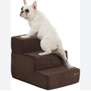 Lesure Dog Stairs for High Beds Extra Wide Foldable Pet Steps 3-Steps for Medium Small Dogs and Old Cats with CertiPUR-US Certified Foam and Non-Slip Bottom, Brown