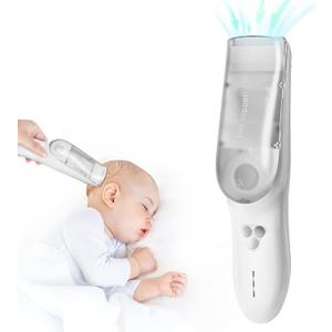 Cordless Baby Hair Clippers, Vacuum Hair Clipper for Baby Fine Hair, Baby Hair Clipper Quiet Hair Clipper for Baby, Hair Clipper Auto Suck Snipped Hair, IPX7 Waterproof Rechargeable (White)
