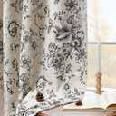 jinchan Blackout Floral Curtains for Living Room Bedroom Linen Blend Curtain Farmhouse Black Printed with Lined Back Tab Rod Pocket Drapes Window Treatments 2 Panels 84 Inch