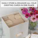 ZICOTO Beautiful Greeting Card Organizer Box With Dividers - Sturdy Linen Storage Box Easily Organizes All Your Greeting Cards in Style - Cute Card Holder Safely Stores Up to 300 Small Or Large Cards